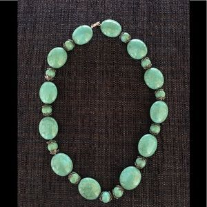 35” necklace, turquoise glass beads